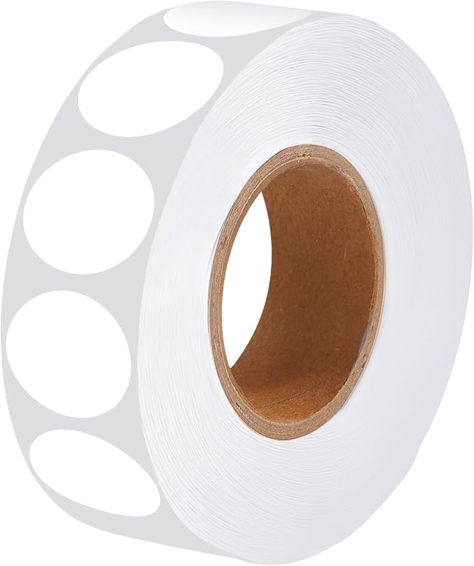 1000 Pcs Round Stickers 1 Inch Color Circle Dot Stickers Small Code Labels for Office Shop Yard Sale Home Classroom Marking (White, 1 inch)