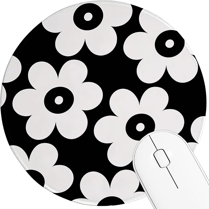 Round Mouse pad, high-end Texture, Sewn Edge Design, Anti-Slip Rubber Base. 8.6 x 8.6 inches (Mono Petals)