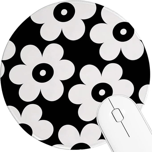 Round Mouse pad, high-end Texture, Sewn Edge Design, Anti-Slip Rubber Base. 8.6 x 8.6 inches (Mono Petals)