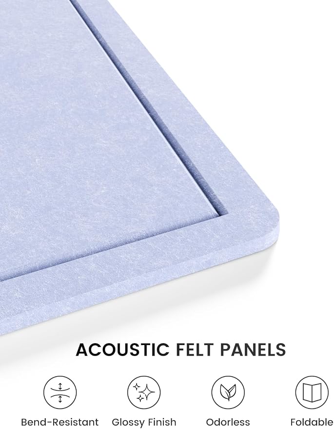 Fluxynara 35.4" x 23.6" Bulletin Board, Soft Periwinkle | Cork Board Alternative with 12 Removable Adhesive Tabs, Foldable Felt Pin Board for Home, Office, Classroom & Dorm
