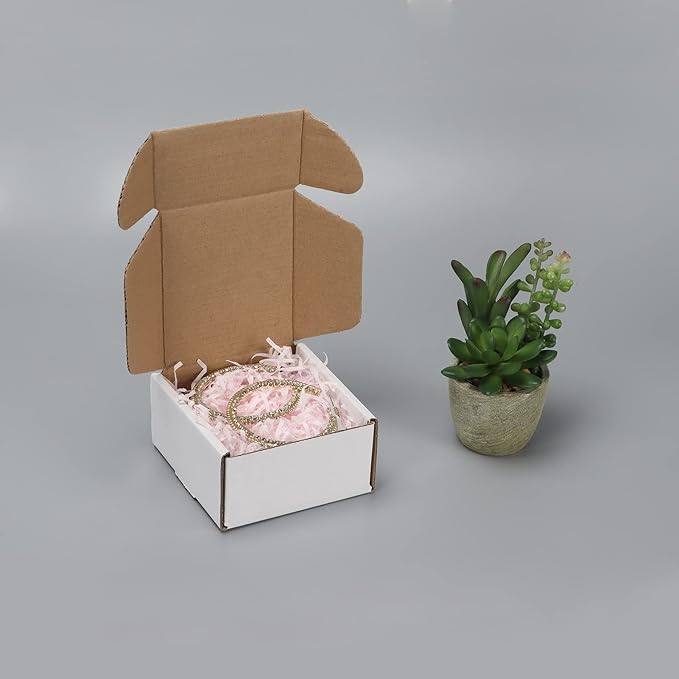 HORLIMER 4x4x2 inches Shipping Boxes Set of 25, White Corrugated Cardboard Box Literature Mailer