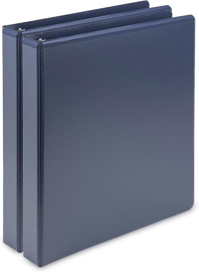 Samsill Plant-Based 1 Inch Durable D-Ring, View Binder, Eco-Friendly, USDA Certified Biobased, 2 Count,Pack of 1, Indigo