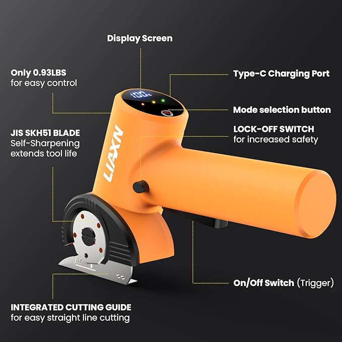 Cardboard Cutter 4000mAh 450RPM 3 Speeds Powerful Cordless Electric Scissors - Cardboard Box Cutter, Power Box Cutter, Rechargeable Electric Scissors for Cardboard Fabric Plastic Carpet Cutting Tool