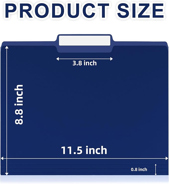 VZCPYTPM 100 Pack Navy Blue File Folder,1/3-Cut Tabs,Paper File Folders Letter Size,8.5x11 Manilla File Folders for Office Filing,School Projects and Home,Organizer Documents