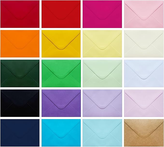 60 Pack Colored Envelopes 4x6, Self Adhesive A4 Envelopes for Greeting Cards, Business Cards, Photos, Invitation Envelopes for Wedding, Baby Shower, Party (20 Colors, 4.45 x 6.34")