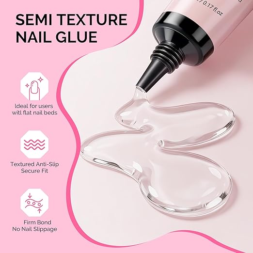 MelodySusie Super Strong Nail Glue, 6Pcs Semi Solid Nail Glue, Quick Drying No Need for UV Lamp Glue Gel Long Lasting for Fake Acrylic Press On Nails