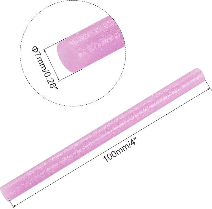 uxcell 30pcs Mini Hot Glue Gun Sticks 4-inch x 0.27-inch High Sticky Small Hot Glue Sticks for Glue Gun, Glitter Pink
