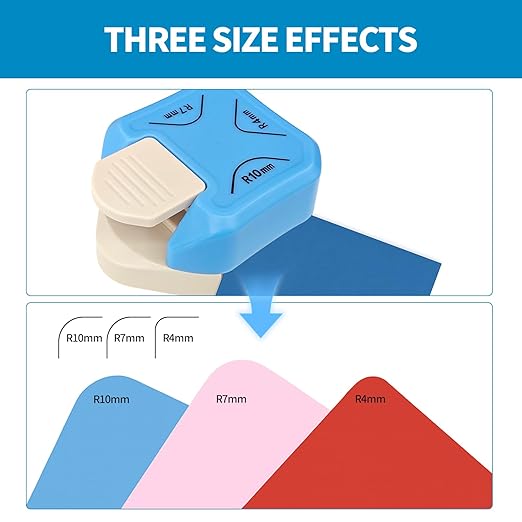 3-in-1 Paper Corner Rounder, Compact and Durable for 4mm, 7mm, 10mm, Round Corners Cutter Ideal for Card Making,Photo Cutter,Scrapbooking and DIY Projects