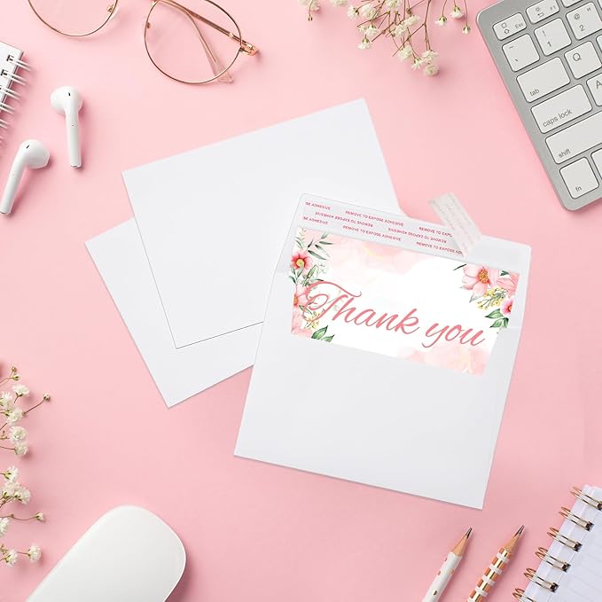 ACSTEP 100PACK A2 Envelopes White 4.375x5.75 Envelopes Self Seal for Greeting Cards, Wedding, Invitations, RSVP cards, Thank You Note Cards, Notice, and Announcements.