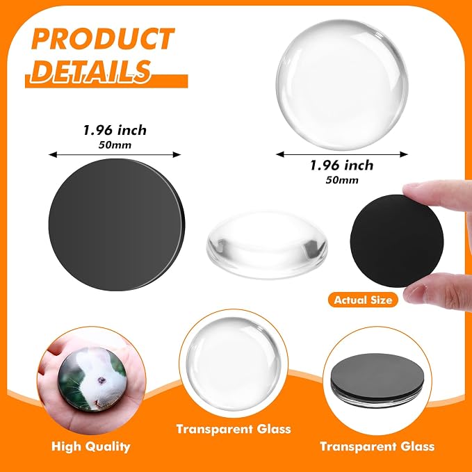 Aertiavty 24 Pcs Fridge Magnets Making Kit, 2 Inch Glass Magnets for Refrigerator, Locker, Whiteboard, Office, Kitchen, Decorative Magnet (12 Round Magnet+12 Glass+Clear Adhesive Dots)