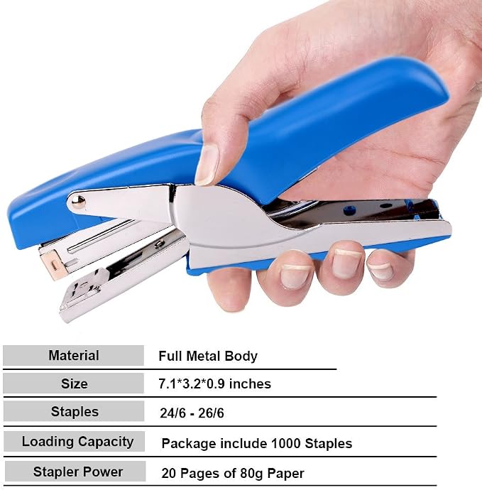 Stapler with 1000 Staples-Plier Stapler Save 60% Powe rGood for (Blue2P) | Stapling at Home School or Warehouse