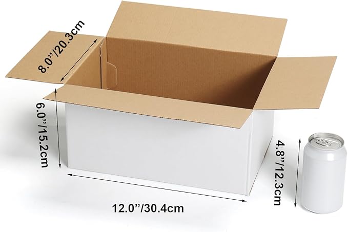 CRUGLA 12x8x6 Shipping Boxes 15 Pack, White Corrugated Cardboard Boxes with Side-Lock and Pre-Applied Double-Sided Tape, Easy Assemble Packing Mailer Boxes for Small Business Shipping