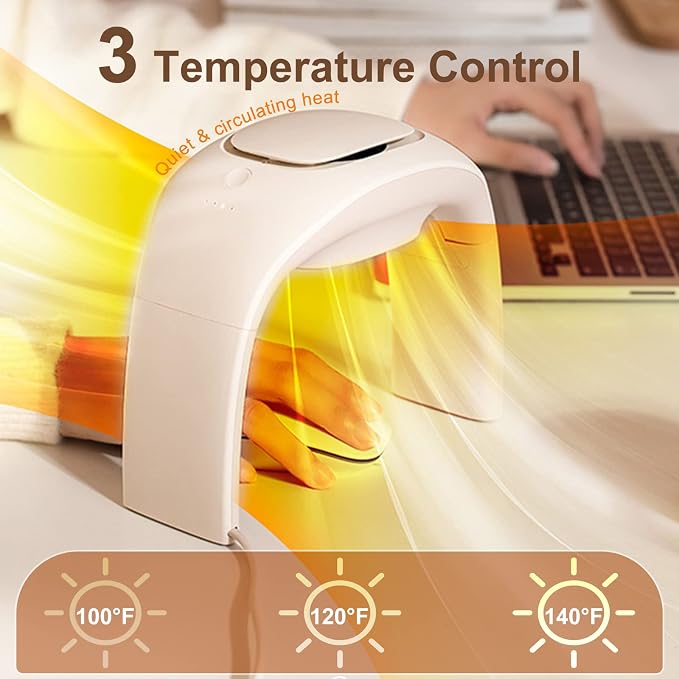 Heated Mouse Pad Hand Warmer Super Quiet 110v 100w - White | 3 Heating Modes Personal Desk Heater Energy Efficient Ceramic Office with Thermostat Low Wattage