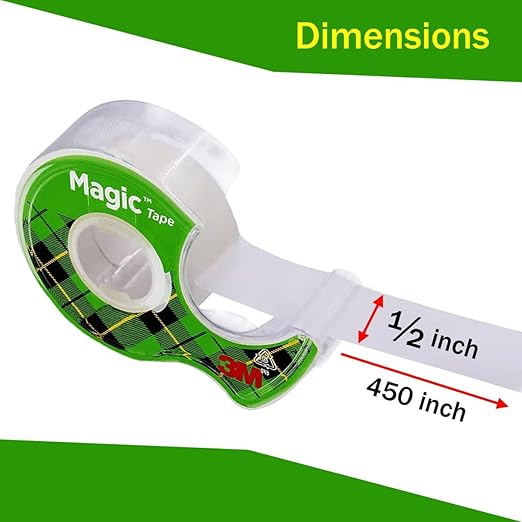 Magic Tape 6 Packs Clear Tape, Magic Tape with Dispensers, Invisible Tape 1/2 x 450 Inches, and a 8 Inch All Purpose Scissors (Gift Pack)