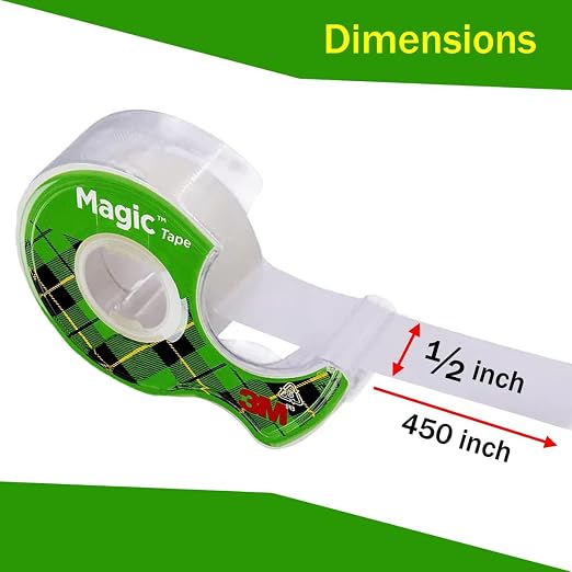 Magic Tape 6 Packs Clear Tape, Magic Tape with Dispensers, Invisible Tape 1/2 x 450 Inches, and a 8 Inch All Purpose Scissors (Gift Pack)