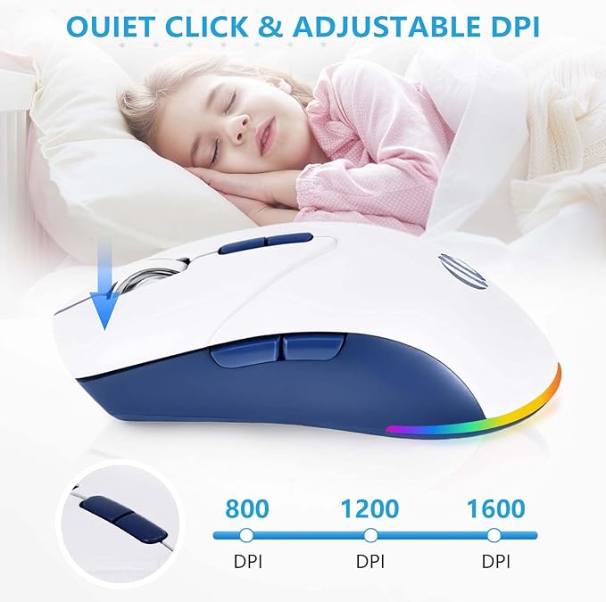 Bluetooth Wireless Mouse, 2-in-1(BT 5.2+2.4G) 1600DPI Bluetooth Mice with USB, Rechargeable Wireless Mice, One-click return to desktop, Dual Mode Silent Mouse for Laptop, PC, Mac, Tablet, Ipad.(White)