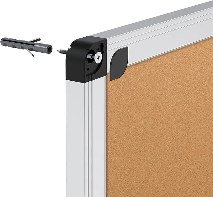 VIZ-PRO Large Cork Bulletin Board, 60 X 36 Inches, Wall-Mounted Corkboard with Silver Aluminium Frame for School, Office, and Home 5' X 3'
