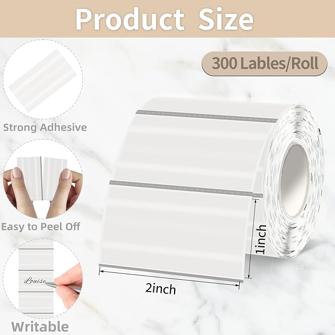 Starboling 2x1 Clear Thermal Labels,Address Barcode Self-Adhesive Thermal Printer Stickers for Logo Design,Name/Price Tag,Address