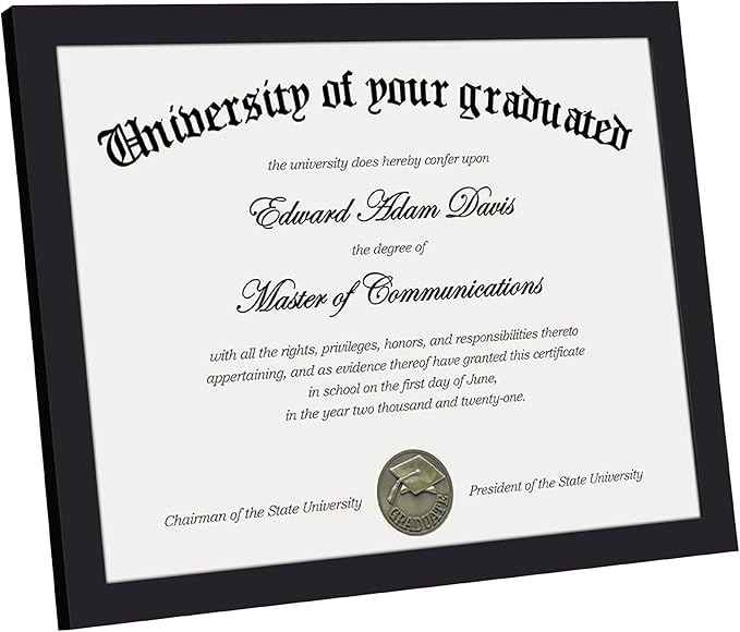 upsimples Certificate Frame with Clear Plexiglass, 8.5 by 11 Picture Diploma Document Degree Frame for Wall and Tabletop, Black, 8 Pack
