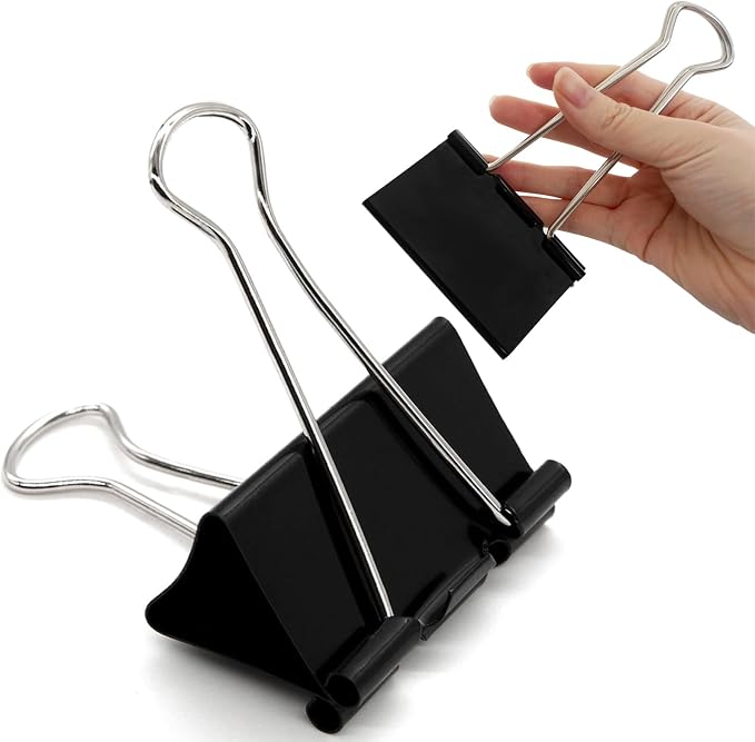 3 Inch Jumbo Binder Clips(24 Pack), Extra Large Binder Clips, Black | Heavy Duty Paper Clamps for Office and Home Supplies