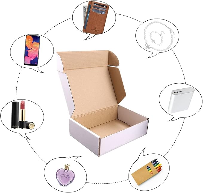 9"x6"x4"Shipping Boxes,20Pcs White Corrugated Cardboard Boxes. | Come with 20 Thank You Stickers,Suitable E-Commerce Packaging, Shipping Packaging etc.