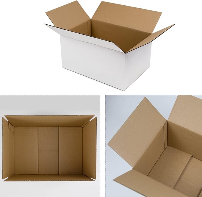 White Shipping Boxes 10x7x5 Inches Small Corrugated Cardboard Boxes, 25 Pack