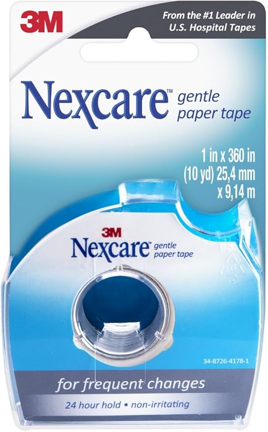 Nexcare Gentle Paper Tape Dispenser, Medical Paper Tape, Secures Dressings and Lifts Away Gently - 1 in x 10 Yds, 1 Dispenser