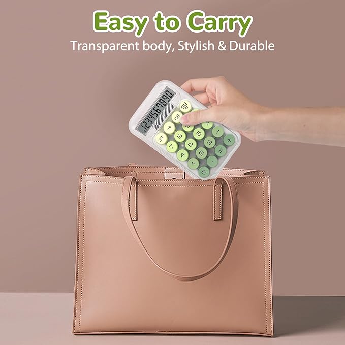 Cute Calculator, Mechanical Switch Calculator, Calculators Desktop 10 Digits, Desk Calculator with Big Buttons and LCD Display,Battery Power,Basic Small Calculator for School Home Office(Green)