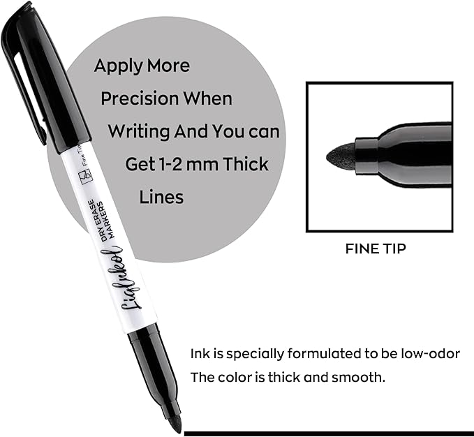 Dry Erase Markers with Fine Tip, Bulk Pack of 144 with Black, Whiteboard Markers Bulk with Low Odor, Office Supplies for School Office or Home