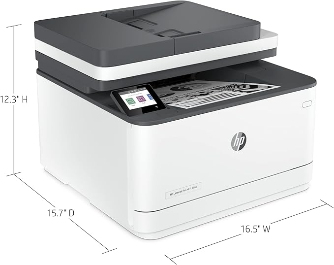 HP LaserJet Pro MFP 3101fdw Wireless Black & White All-in-One Laser Printer, Scanner, Copier, Fax, Best-for-Office (3G628F)