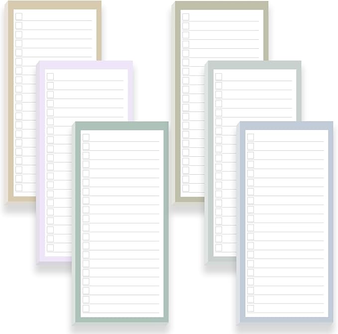 6 Pack Magnetic Notepads for Refrigerator, Grocery List Magnet Pad for Fridge, 50 Sheets per Note Pads To-Do List, Shopping List(300Sheets)