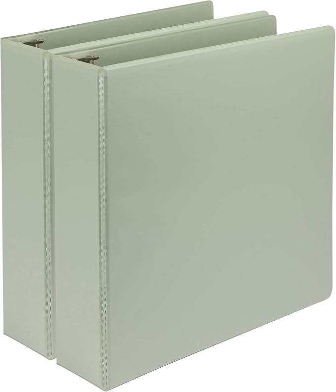 Samsill Plant-Based 2 Inch Durable D-Ring, View Binder, Eco-Friendly, USDA Certified Biobased, 2 Count,Pack of 1, Sage Green