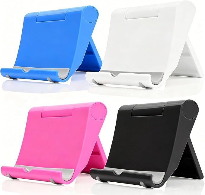 Cell Phone Stand 2 Pack, Desktop Holder for Phones & Tablets (4, Black+Pink+Blue+White)
