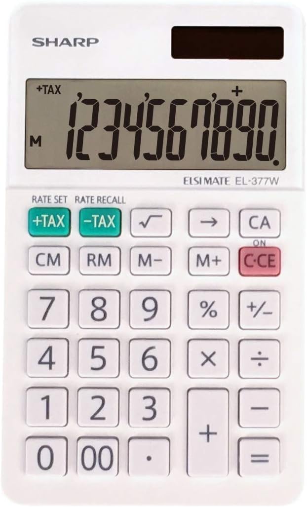 Sharp EL377WB EL-377WB Large Pocket Calculator, 10-Digit LCD