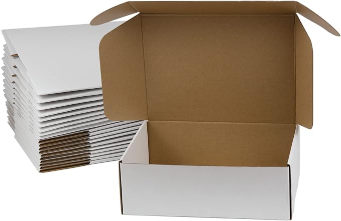12x9x4 Inches Shipping Boxes, White Corrugated Cardboard Boxes for Small Bussiness, Pack of 20