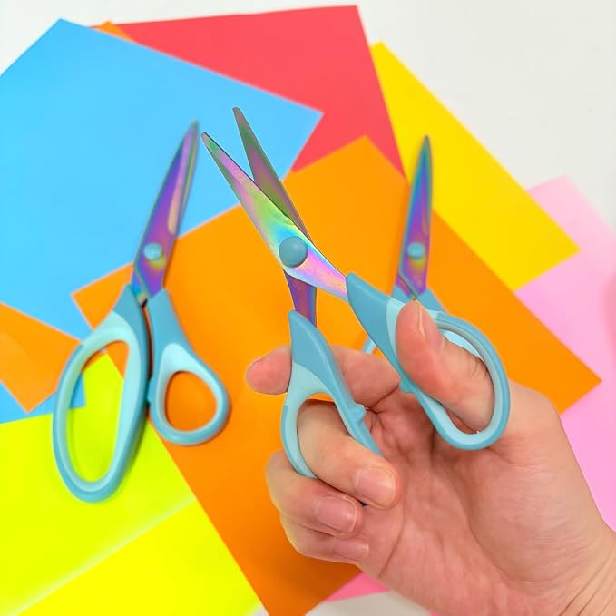 Scissors All Purpose,5, 8, 10 Inch 3 Pack,Blue | Sharp Blades, Comfort Grip, Home, Office, Sewing, Fabric, Kitchen, Arts & Crafts, DIY Supplies