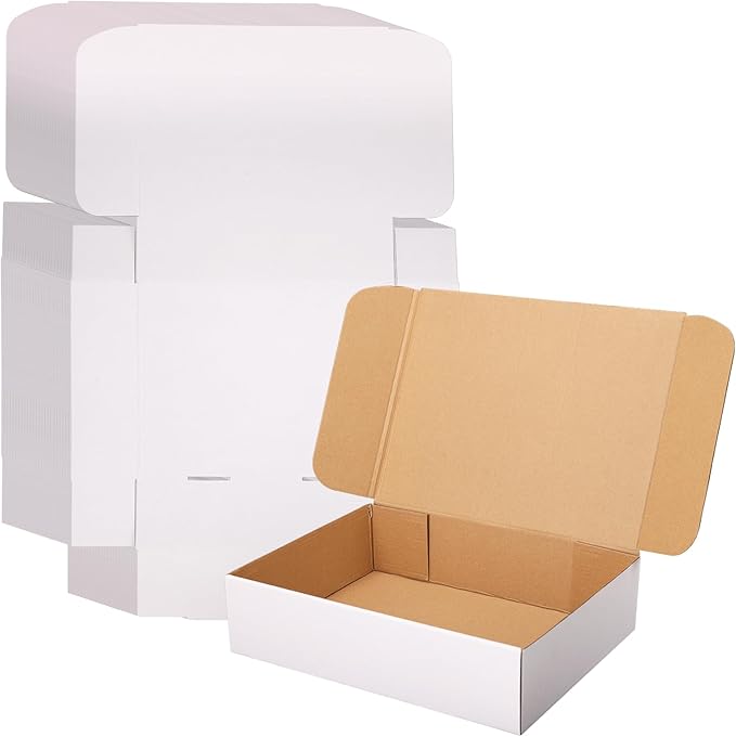 WIFTREY 12x9x3 Inches Shipping Boxes White Set of 25, 12 x 9 x 3 Corrugated Cardboard Box for Packaging Small Business, Moving, Literature Mailer
