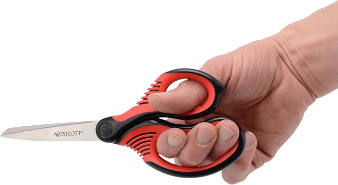 Westcott 8-Inch Titanium-Bonded Premium Handle Scissors for Office and Home, Black/Red