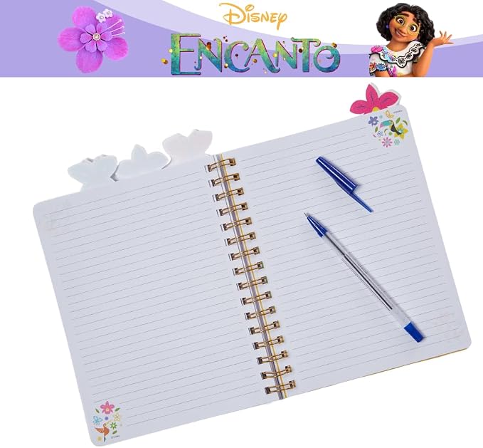 Disney Encanto Tab Journal Notebook, Spiral Bound, 96 Lined Pages, 8 x 7 inches, Purple
