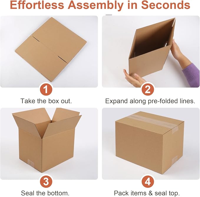 Corrugated Cardboard Boxes,4 PCS 8x6x6 inches Shipping Boxes, Brown Corrugated Cardboard Boxes for Packing, Mailing, Moving,Gifts & Storage（Brown）
