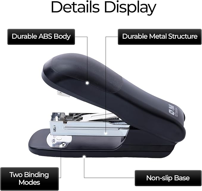 M&G Desktop Stapler Portable Stapler with 25 Sheet Capacity, Two Binding Modes, Classic Staplers with 1000 Staples, Durable Staplers for Office School Home (Black)