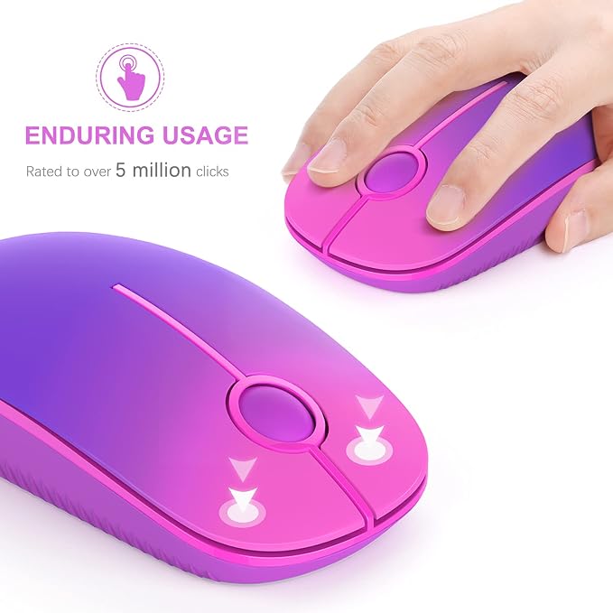 VssoPlor Wireless Mouse, 2.4G Slim Computer Laptop Mouse, Gradient Purple | Portable Mouse, Plug & Play USB Nano Receiver, Quiet Silent Optical Mice for Notebook, PC, Laptop, Computer, Windows, Mac