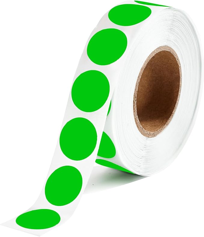 1000 Pcs Green Round Stickers 1/2 Inch Color Circle Dot Stickers Small Code Labels for Office Shop Yard Sale Home Classroom Marking (Green)
