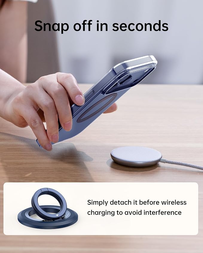 SYNCWIRE Magnetic Phone Ring Holder, for MagSafe Phone Grip Stand Kickstand | 360° Rotation, Double-Sided Magnet, Cell Phone Grip Finger Holder, for iPhone 17 16 15 14 13 12 Pro Max, MagSafe Accessories
