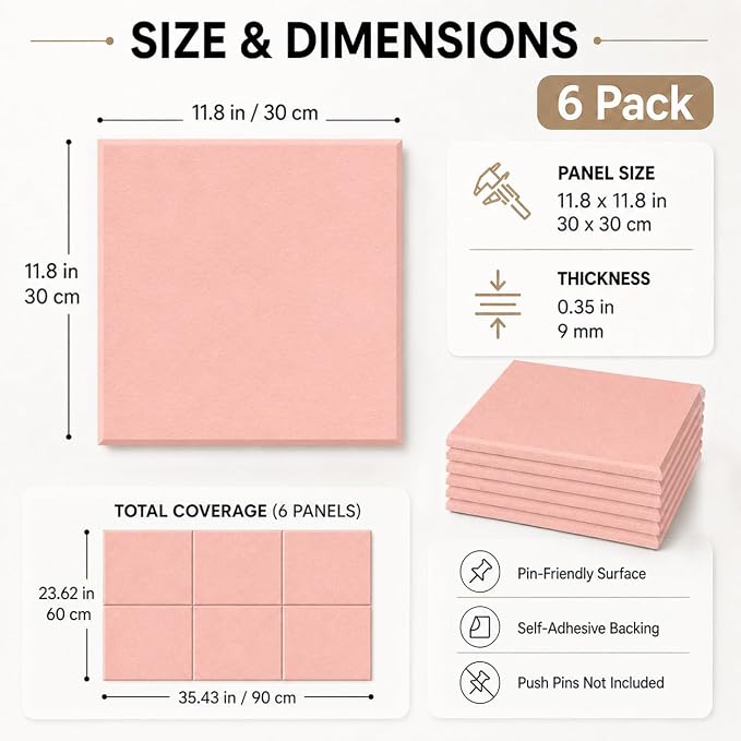 Felt Bulletin Board Tiles, Large Cork Board Alternative,24 x 36 in | 0.35 in modular felt wall tiles for notes, photos, schedules, reminders in offices, classrooms, home and office workspaces
