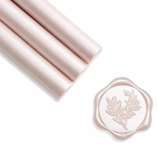 UNIQOOO Mailable Glue Gun Sealing Wax Sticks for Wax Seal Stamp - Champagne, Great for Wedding Invitations, Cards Envelopes, Snail Mails, Wine Packages, Gift Ideas, Pack of 8