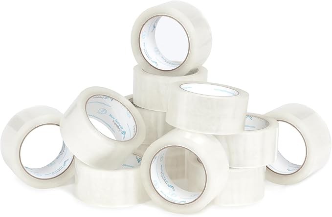 Blue Summit Supplies Clear Packing Tape Refills Bulk, 12 Pack, Heavy Duty Packaging Tape Rolls, 2 Inch Wide for Moving Boxes, Shipping, Sealing, 2.7mil Thick, 60 Yard Length, 720 Total Yards