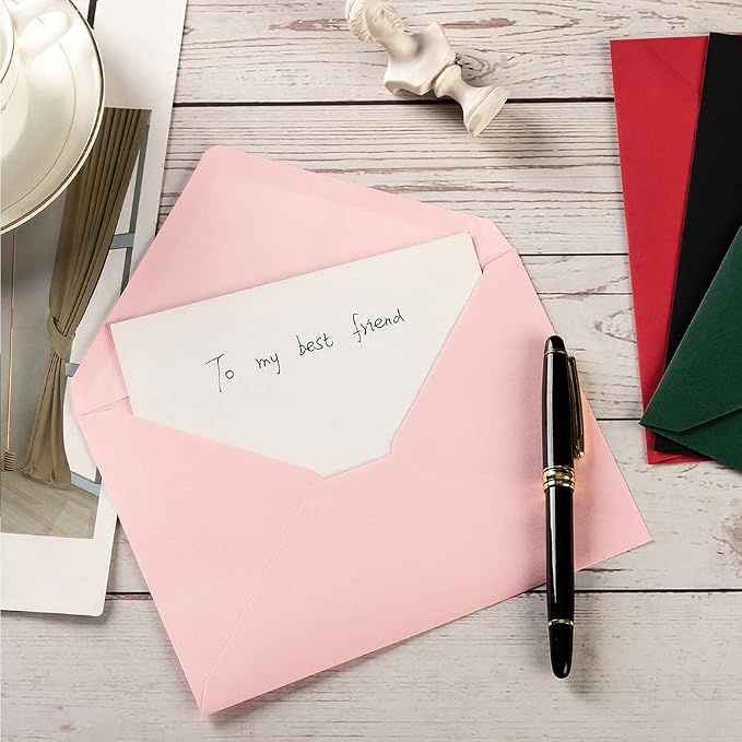 Toperd 50 Pack A6 Envelopes with Stickers Black, 6 1/2 x 4 3/4 Inches | 4x6 Envelopes For 4 x 6 Greeting Cards, Birthday Party, Photos, Baby Shower and Wedding Invitations