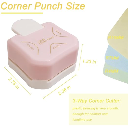 3 Pieces Corner Punch Corner Cutter Creative Pattern Corner Punch for DIY Projects Scrapbooking Photocards Business Card Making (Pink+Yellow+Purple)