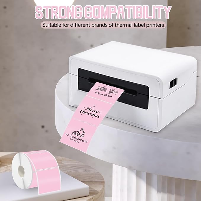 Starboling 2"x2"Square Thermal Labels,Self-Adhesive Thermal Sticker Printer Labels for Small Business,Address,Color Coding（Pink）